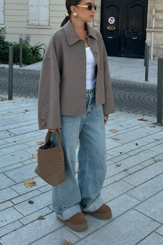 Lässige Oversized-Wolljacke mit Knopfleiste - Lonissa