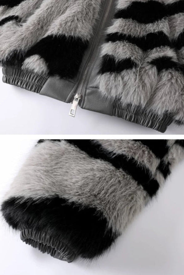 Kunstpelzjacke mit Muster - Lonissa