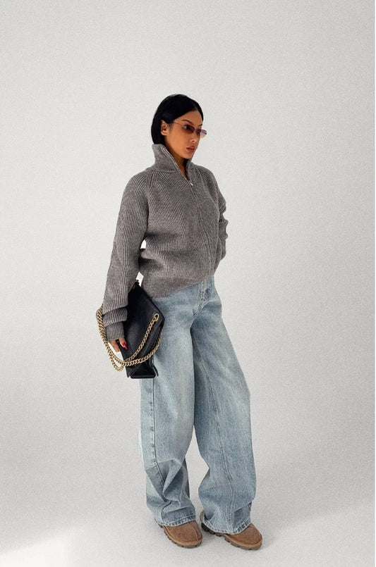 Strickjacke mit High-Neck-Kragen - Lonissa