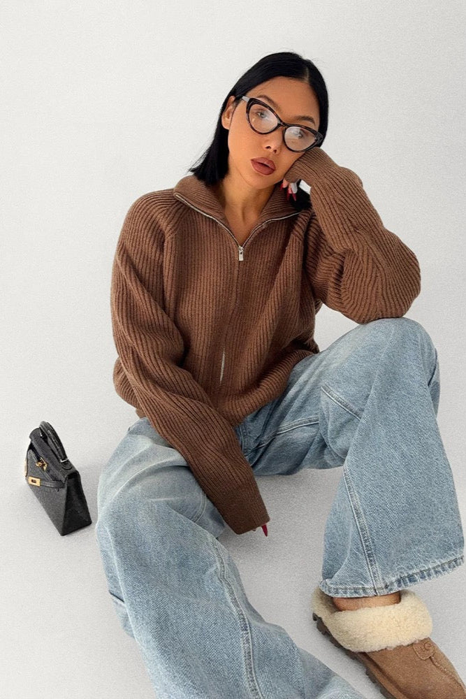 Strickjacke mit High-Neck-Kragen - Lonissa