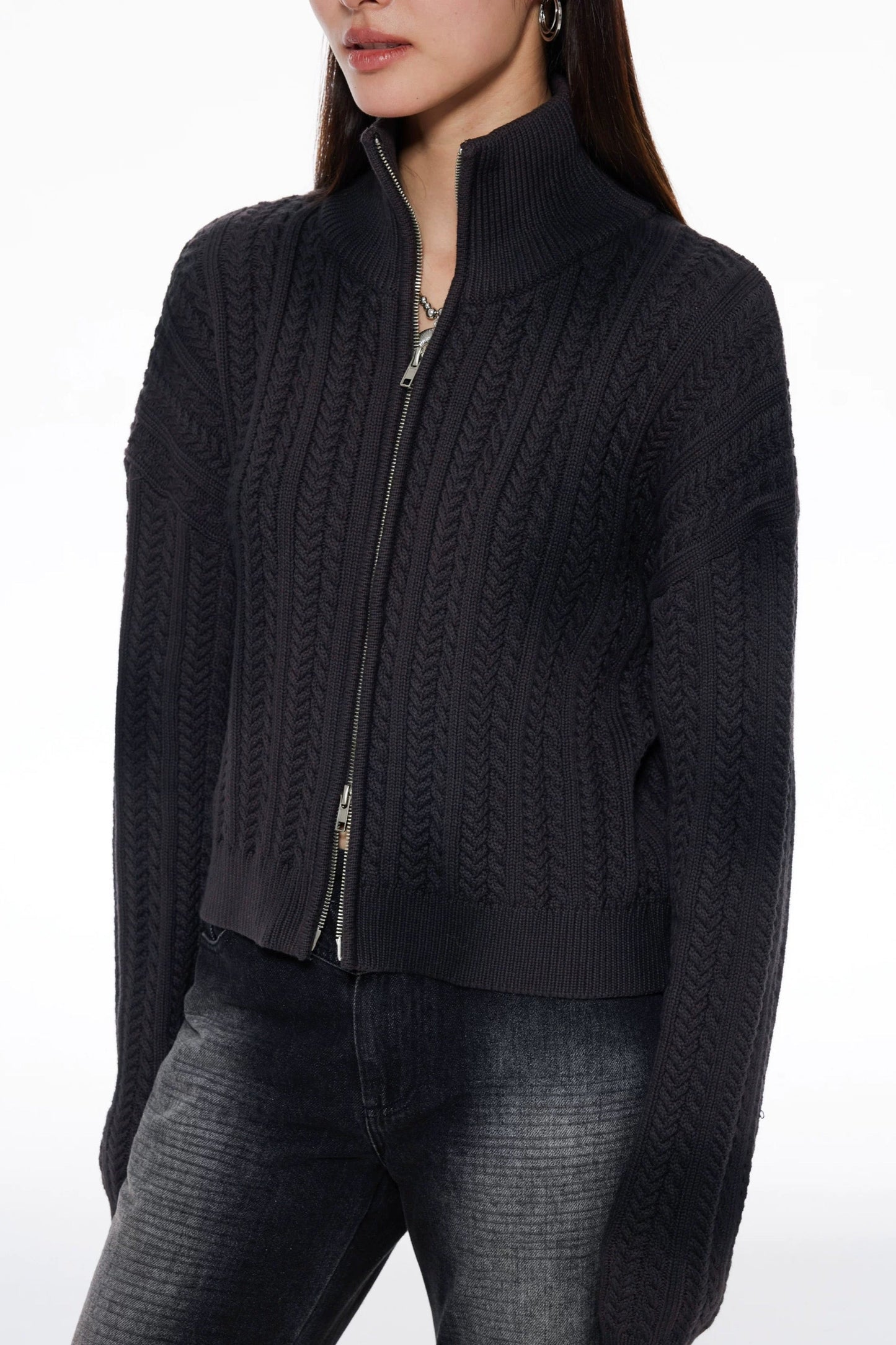 Strickjacke mit Zopf-Design - Lonissa