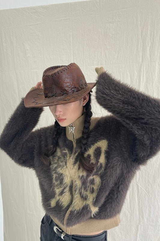 Mohair Zip-Jacke Schmetterling - Lonissa