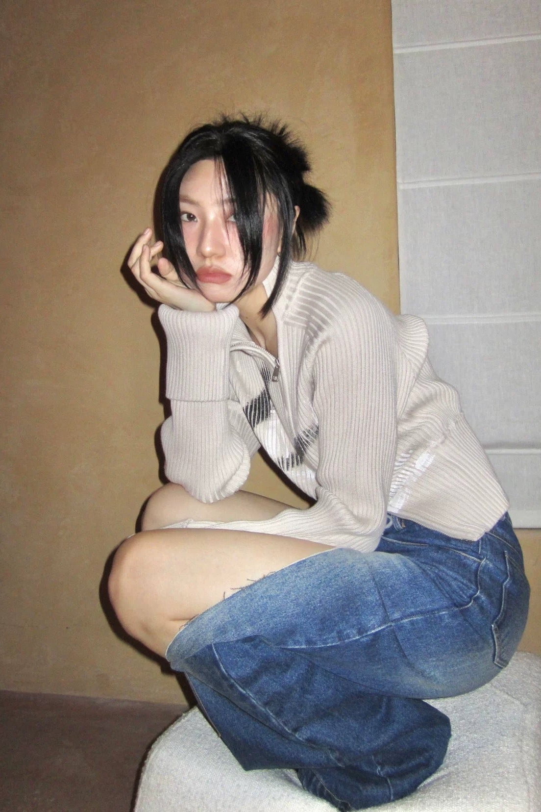 Streetwear Strickjacke mit Asymmetrischen Reißverschluss - Lonissa