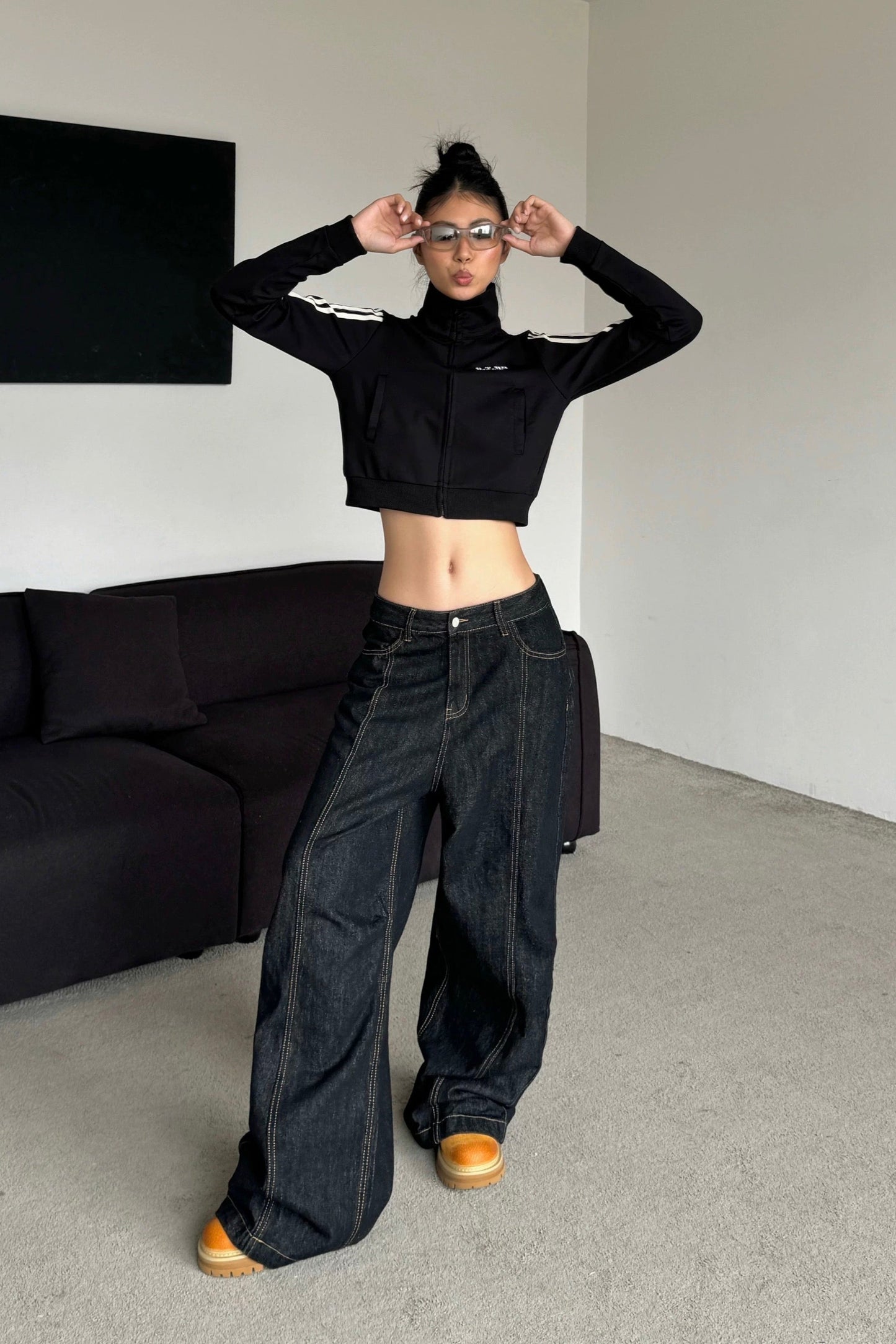 Super-Baggy Jeans mit Print - Lonissa