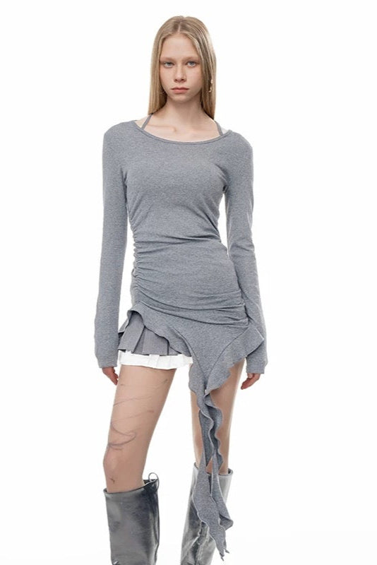 Asymmetrisches Longsleeve mit Rüschen-Details - Lonissa