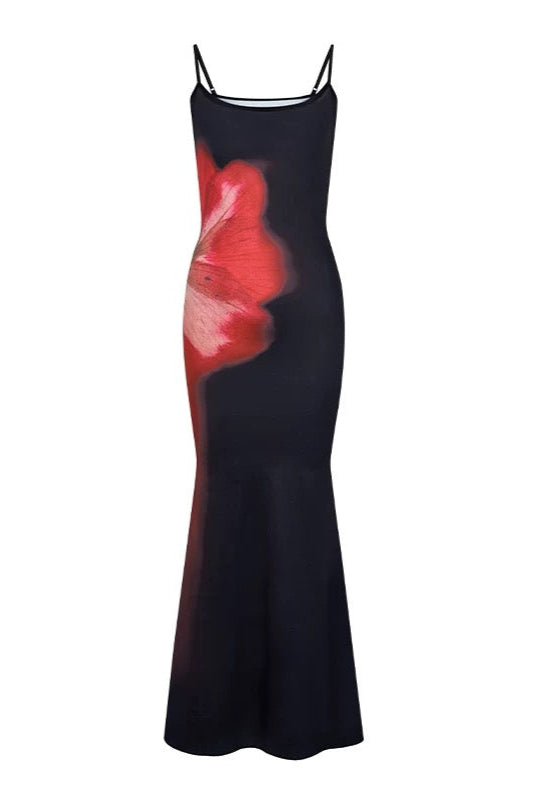 Figurbetontes Maxikleid mit Rosenmuster - Lonissa