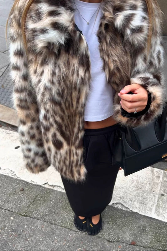 Leoparden Kunstfell Jacke - Lonissa