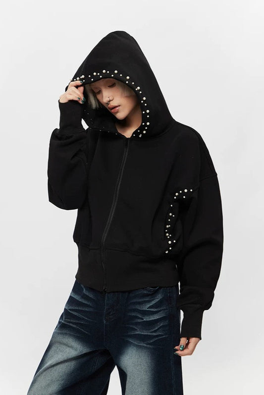 Oversize-Hoodie mit Perlendetails - Lonissa
