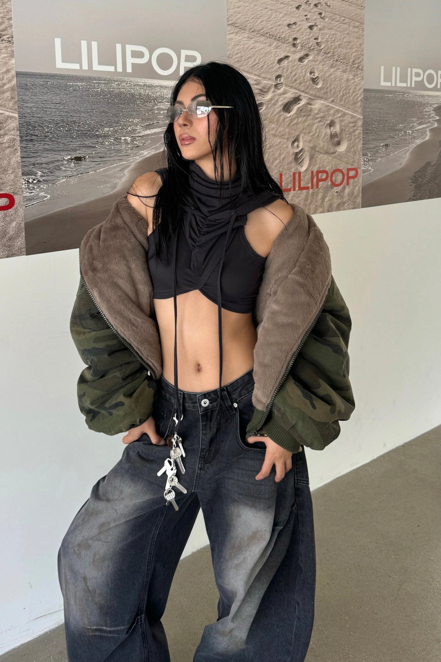 Oversized Camo-Bomber Jacke - Lonissa