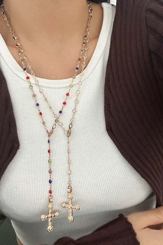 Kreuzkette mit bunten Perlen - Lonissa