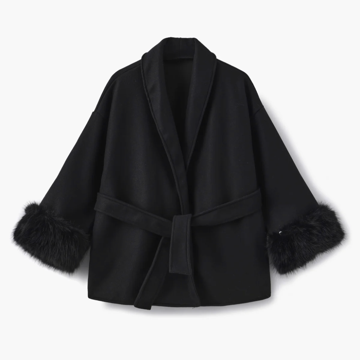 Wool coat with faux fur details