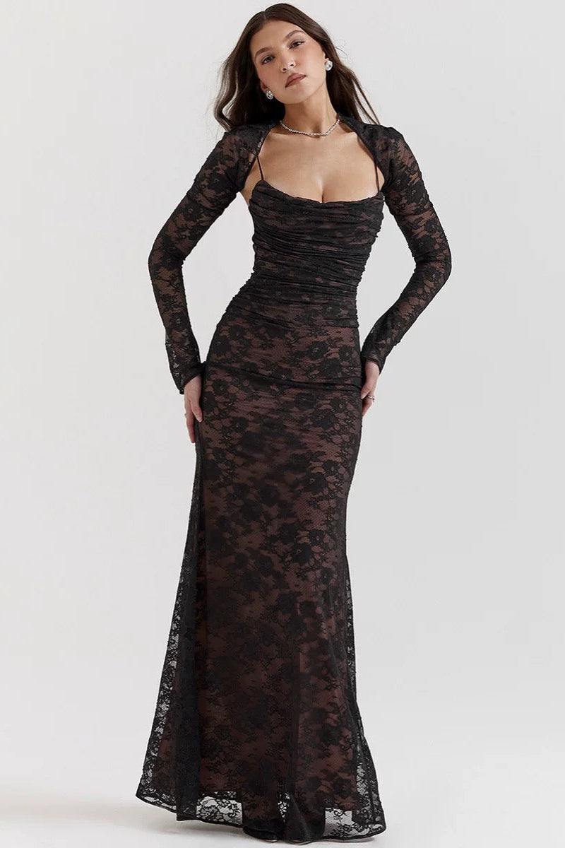 Élodie lace dress with long-sleeved shirt