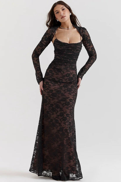 Élodie lace dress with long-sleeved shirt